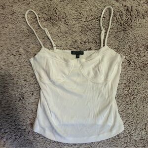 Dynamite Garage White Ribbed Spaghetti Strapped Cami